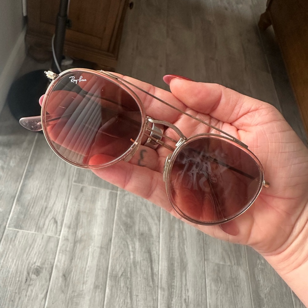 Ray-Ban Gold Frame Sunglasses with Brown Lenses